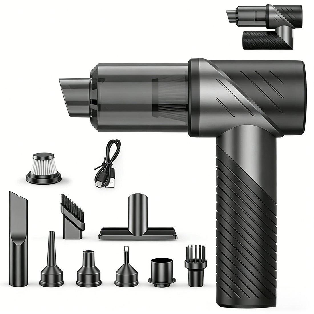 Car vacuum with full accessory set